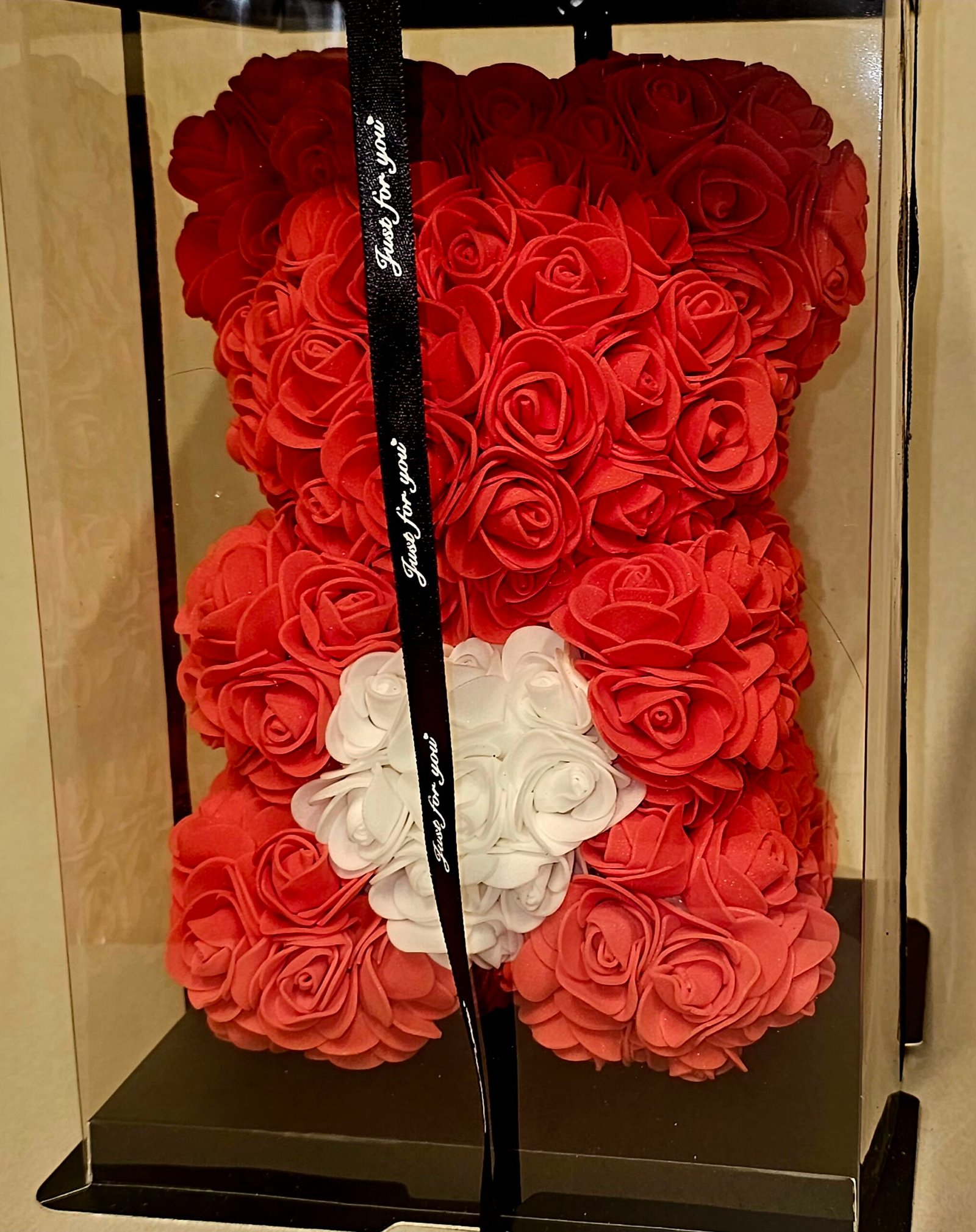 Rose bears κόκκινο με λευκή καρδια 25cm