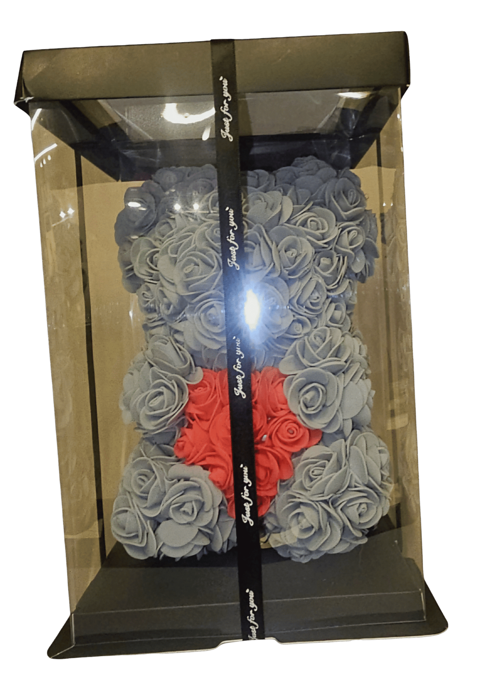 Rose bears γκρι με κόκκινο τριανταφυλλο 25cm