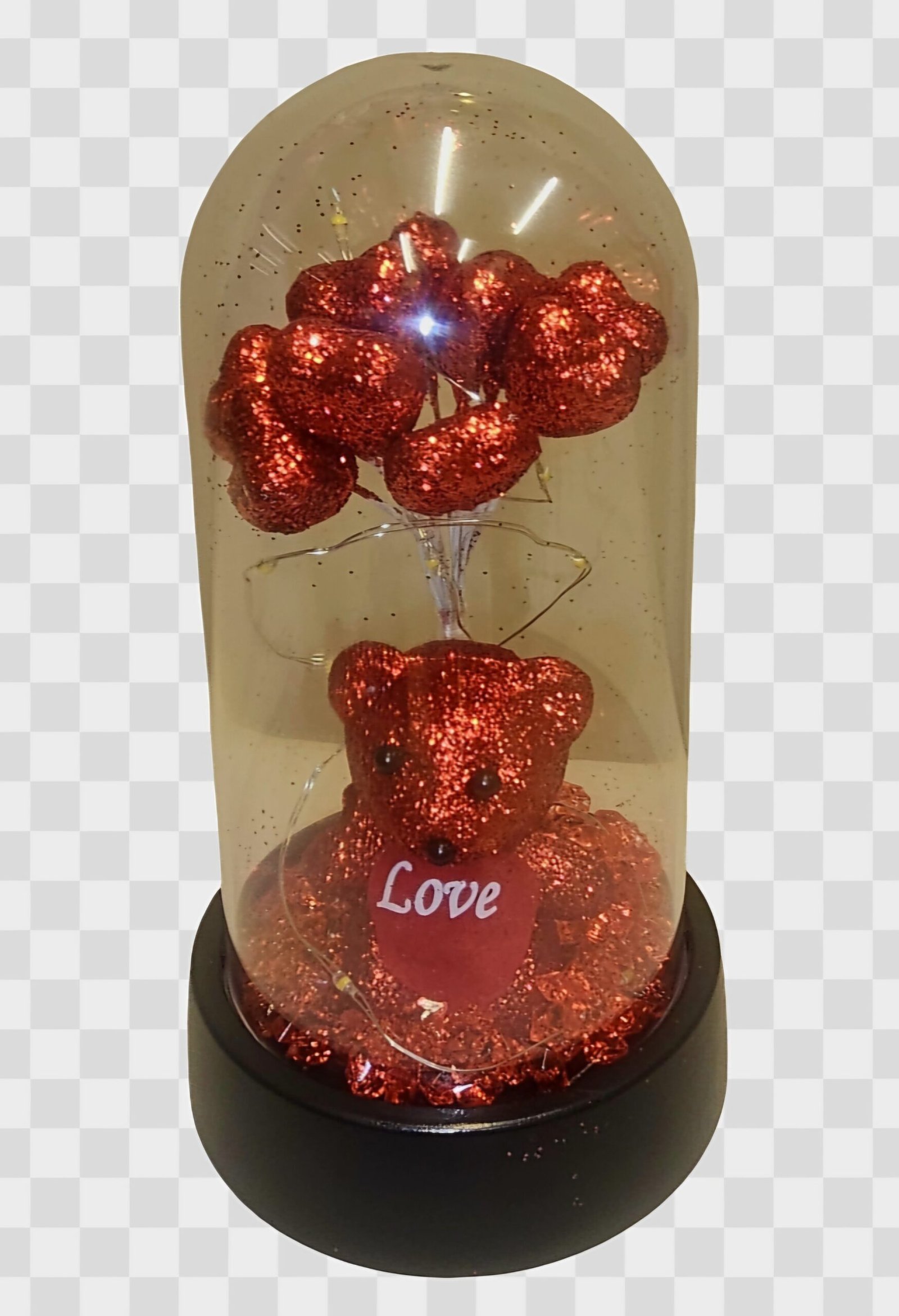 Καμπάνα 15cm με αρκουδακι, μπαλόνια και φως led