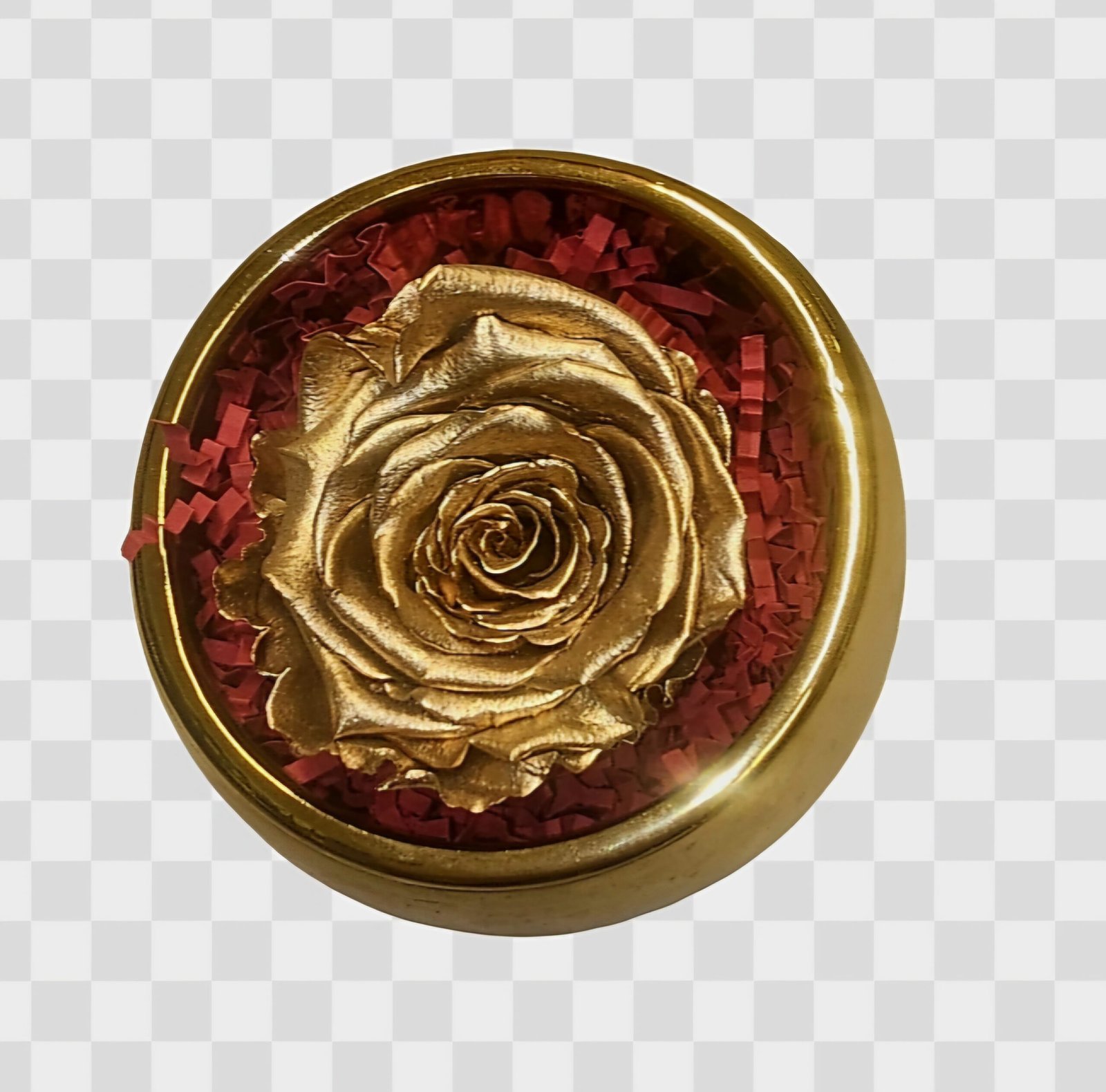 Μικρο χρυσο κασπο με χρυσο τριανταφυλλο αποχυμωμενο for ever