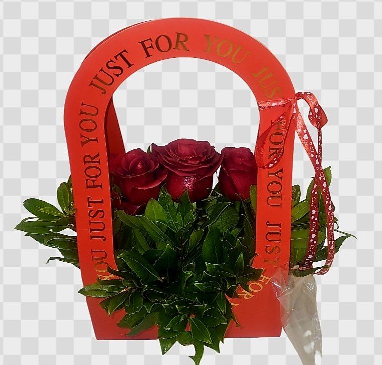 Κόκκινη μεγαλη τσαντα just for you με 3 μεγαλα κόκκινα τριαντάφυλλα Εκουαδόρ explorer και κουμαρο