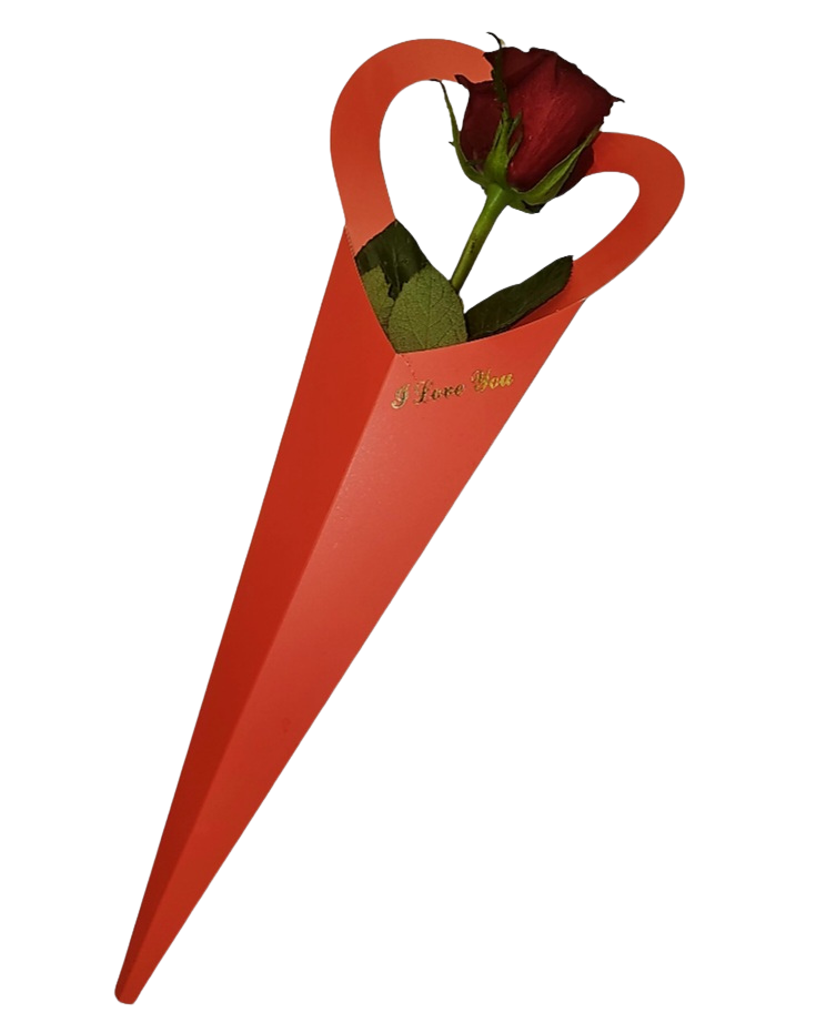 Χάρτινο κουτί καρδιά με 1 κόκκινο τριανταφυλλο εκουαδόρ explorer  70cm